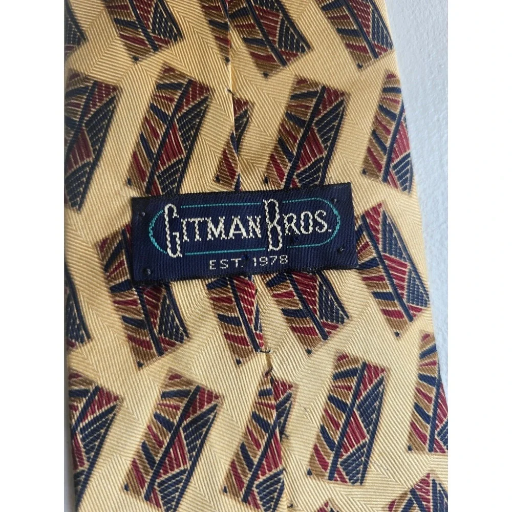 GITMAN BROS. Yellow Gold Geometric Men's tie 100% Silk Made‎ in USA